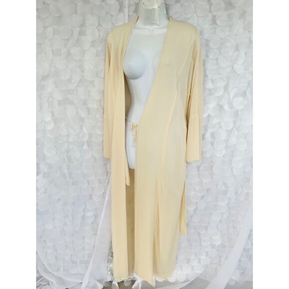 La Perla 100% Silk GEORGETTE Size 2 Long Ivory Dressing Robe Italy VINTAGE 90’s - Picture 2 of 16
